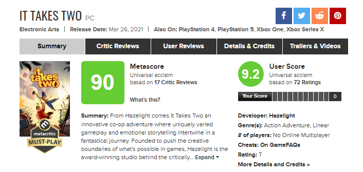 It Takes Two - Metacritic